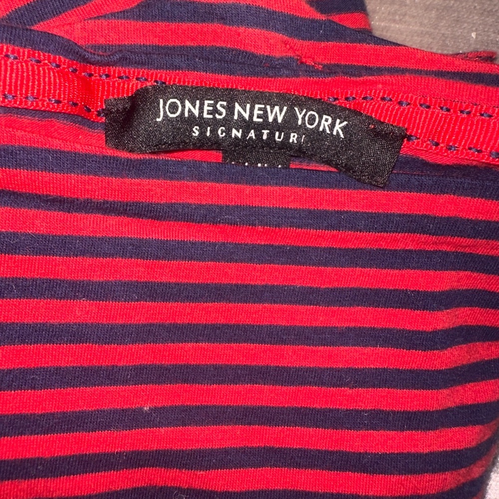 Jones New York Navy and Red Striped Shirt